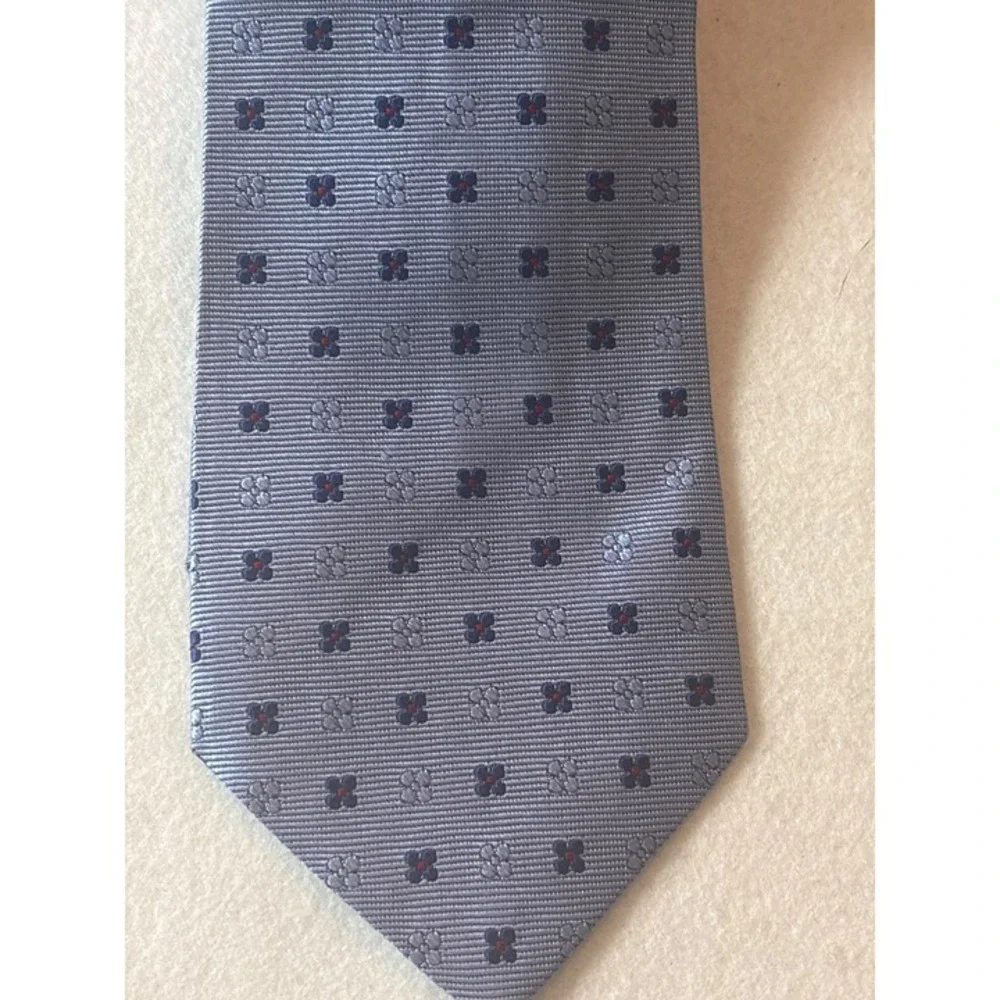 Façonnable Silk Necktie Mens One Size Blue  Floral Woven Made in France